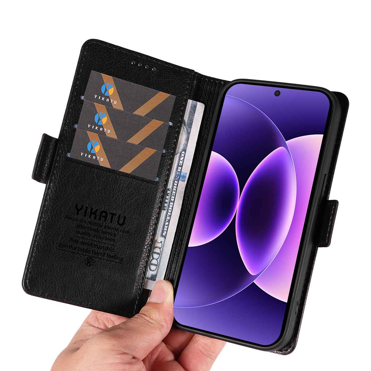 For Xiaomi 17 Pro Case YIKATU YK-007 Litchi Texture PU Leather Wallet Phone Cover - Black