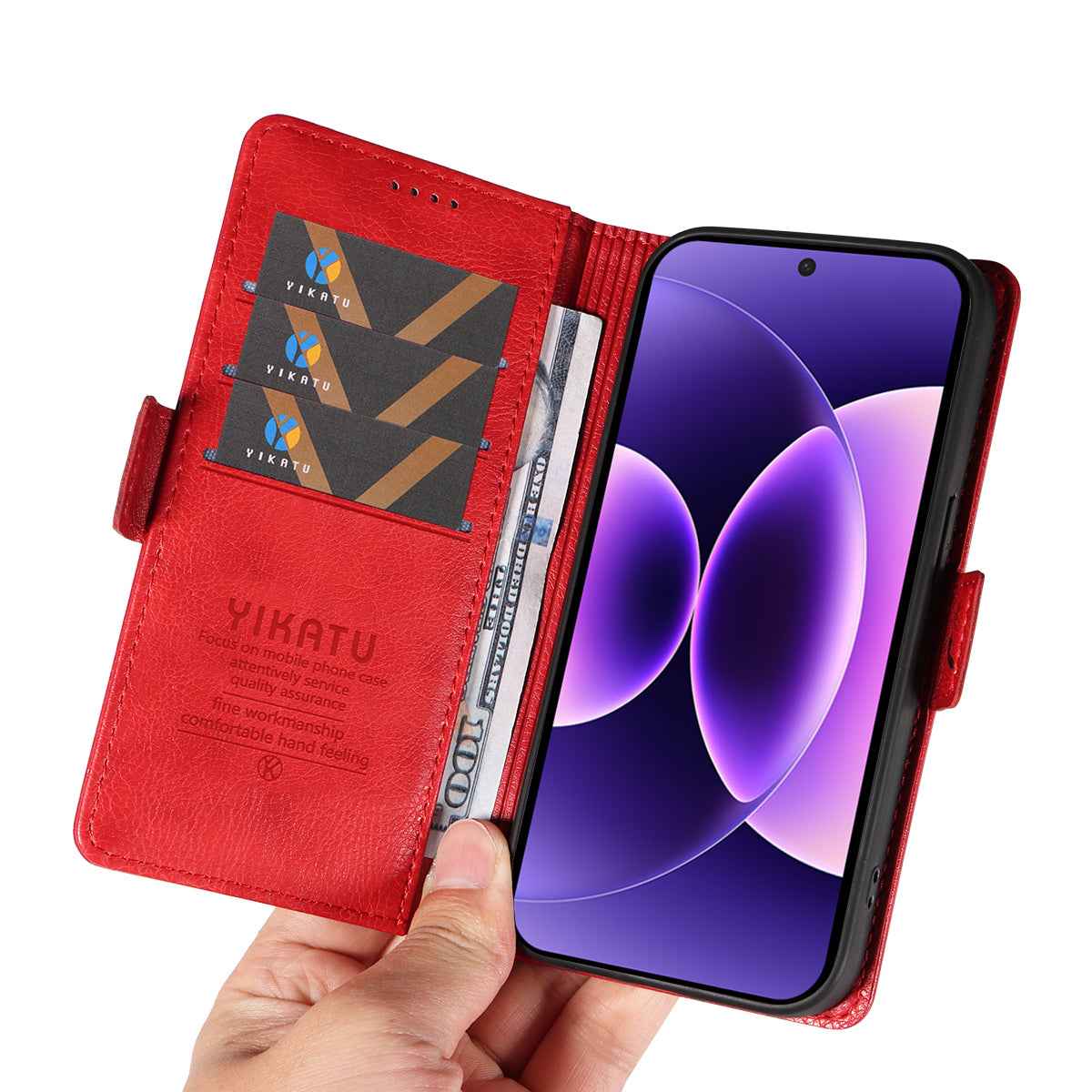 For Xiaomi 17 Pro Case YIKATU YK-007 Litchi Texture PU Leather Wallet Phone Cover - Red