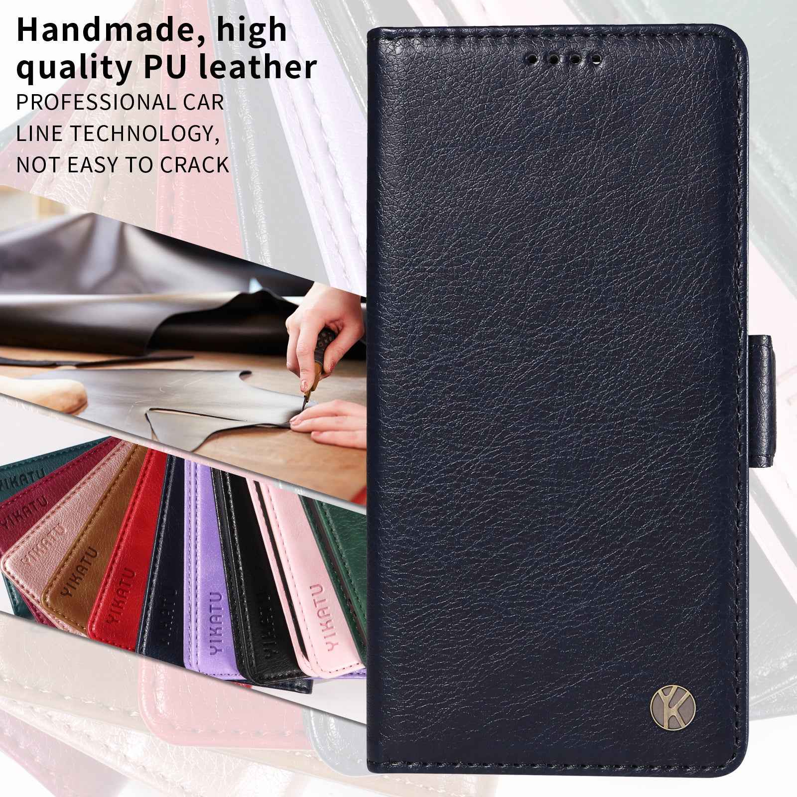 For Xiaomi 17 Pro Case YIKATU YK-007 Litchi Texture PU Leather Wallet Phone Cover - Navy Blue