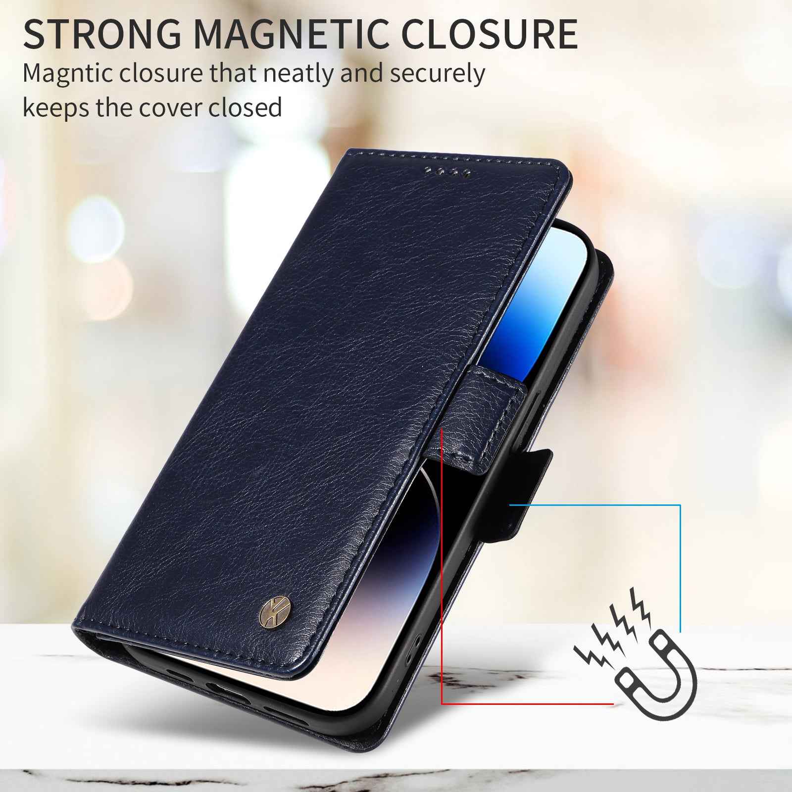 For Xiaomi 17 Pro Case YIKATU YK-007 Litchi Texture PU Leather Wallet Phone Cover - Navy Blue