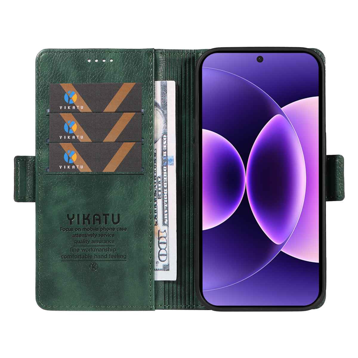 For Xiaomi 17 Pro Case YIKATU YK-007 Litchi Texture PU Leather Wallet Phone Cover - Green