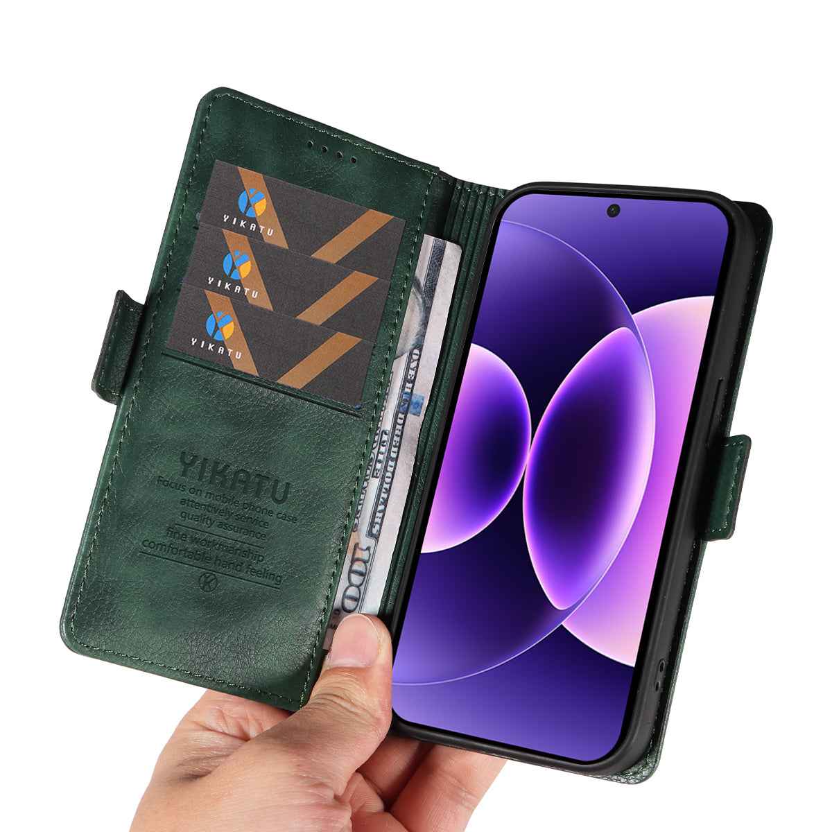 For Xiaomi 17 Pro Case YIKATU YK-007 Litchi Texture PU Leather Wallet Phone Cover - Green