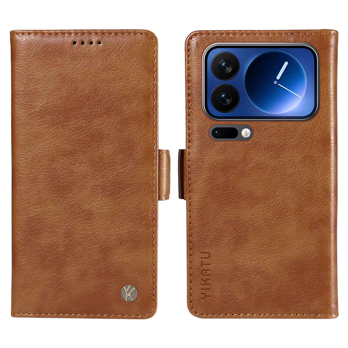For Xiaomi 17 Pro Case YIKATU YK-007 Litchi Texture PU Leather Wallet Phone Cover - Brown