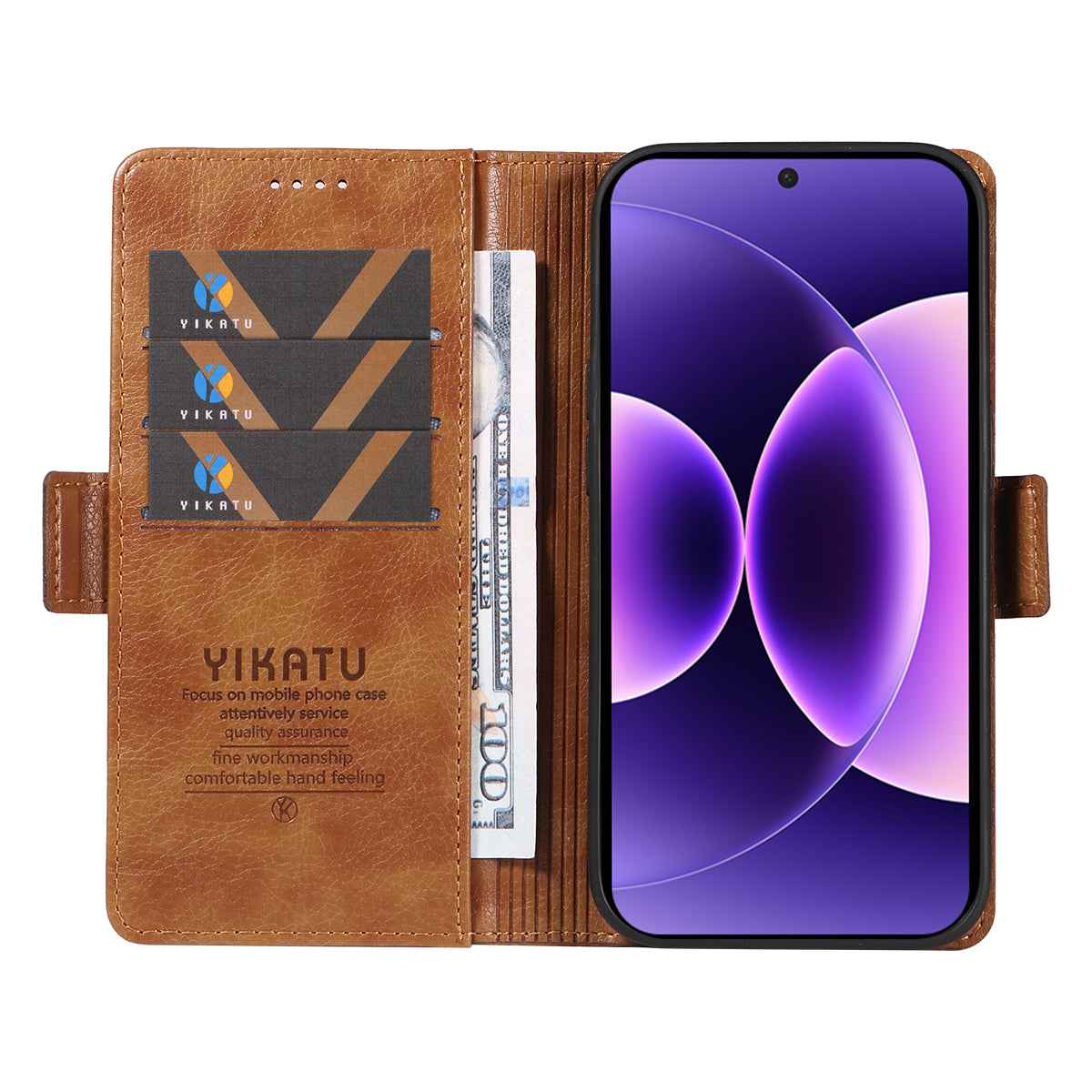 For Xiaomi 17 Pro Case YIKATU YK-007 Litchi Texture PU Leather Wallet Phone Cover - Brown