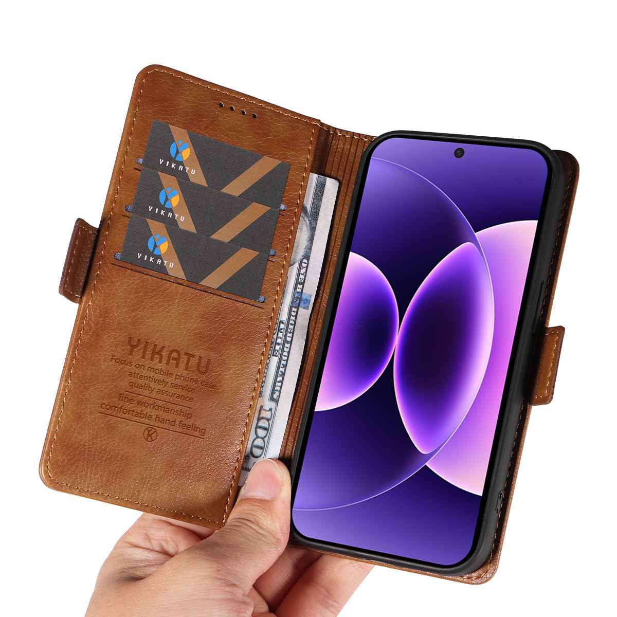 For Xiaomi 17 Pro Case YIKATU YK-007 Litchi Texture PU Leather Wallet Phone Cover - Brown