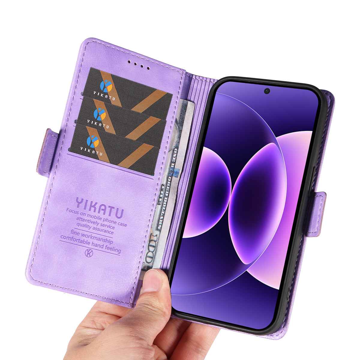 For Xiaomi 17 Pro Case YIKATU YK-007 Litchi Texture PU Leather Wallet Phone Cover - Purple