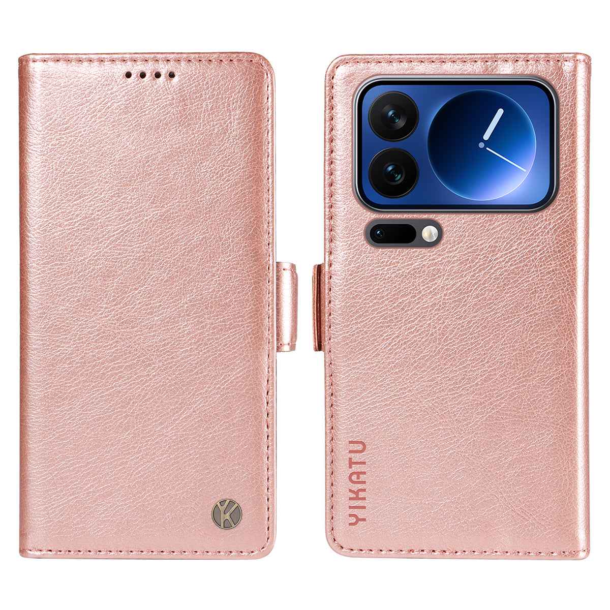 For Xiaomi 17 Pro Case YIKATU YK-007 Litchi Texture PU Leather Wallet Phone Cover - Rose Gold