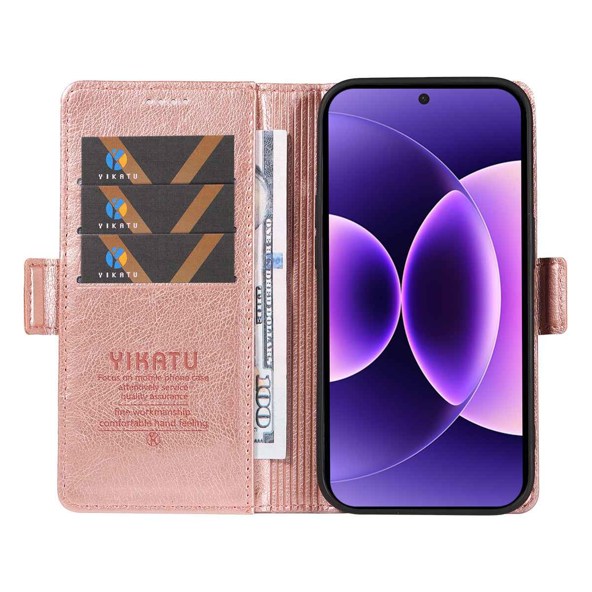 For Xiaomi 17 Pro Case YIKATU YK-007 Litchi Texture PU Leather Wallet Phone Cover - Rose Gold