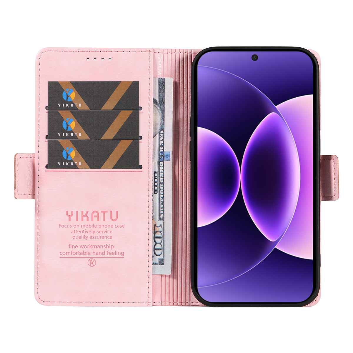 For Xiaomi 17 Pro Case YIKATU YK-007 Litchi Texture PU Leather Wallet Phone Cover - Pink
