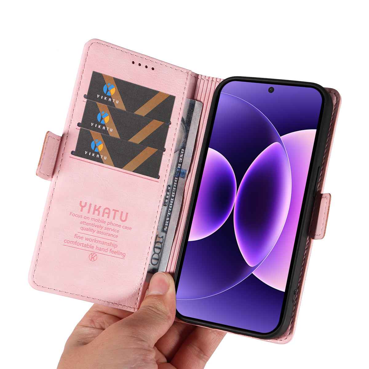 For Xiaomi 17 Pro Case YIKATU YK-007 Litchi Texture PU Leather Wallet Phone Cover - Pink