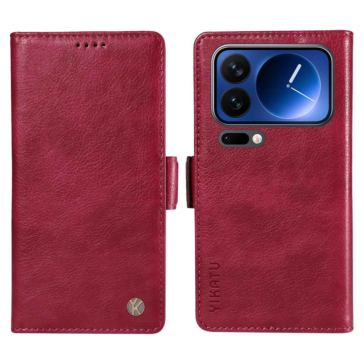 For Xiaomi 17 Pro Case YIKATU YK-007 Litchi Texture PU Leather Wallet Phone Cover - Wine Red