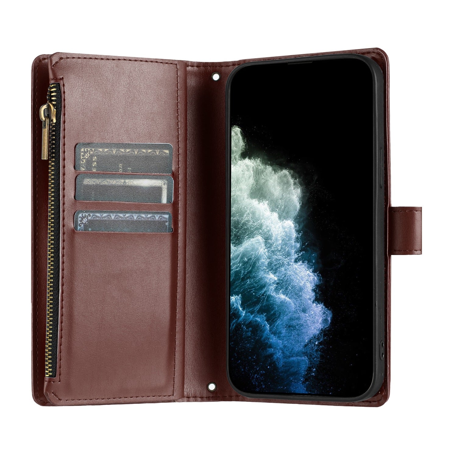 For-Samsung-Galaxy-S26-Edge-Leather-Case-Zipper-Wallet-Stand-Shockproof-Phone-Cover-with-Wrist-Strap-Brown