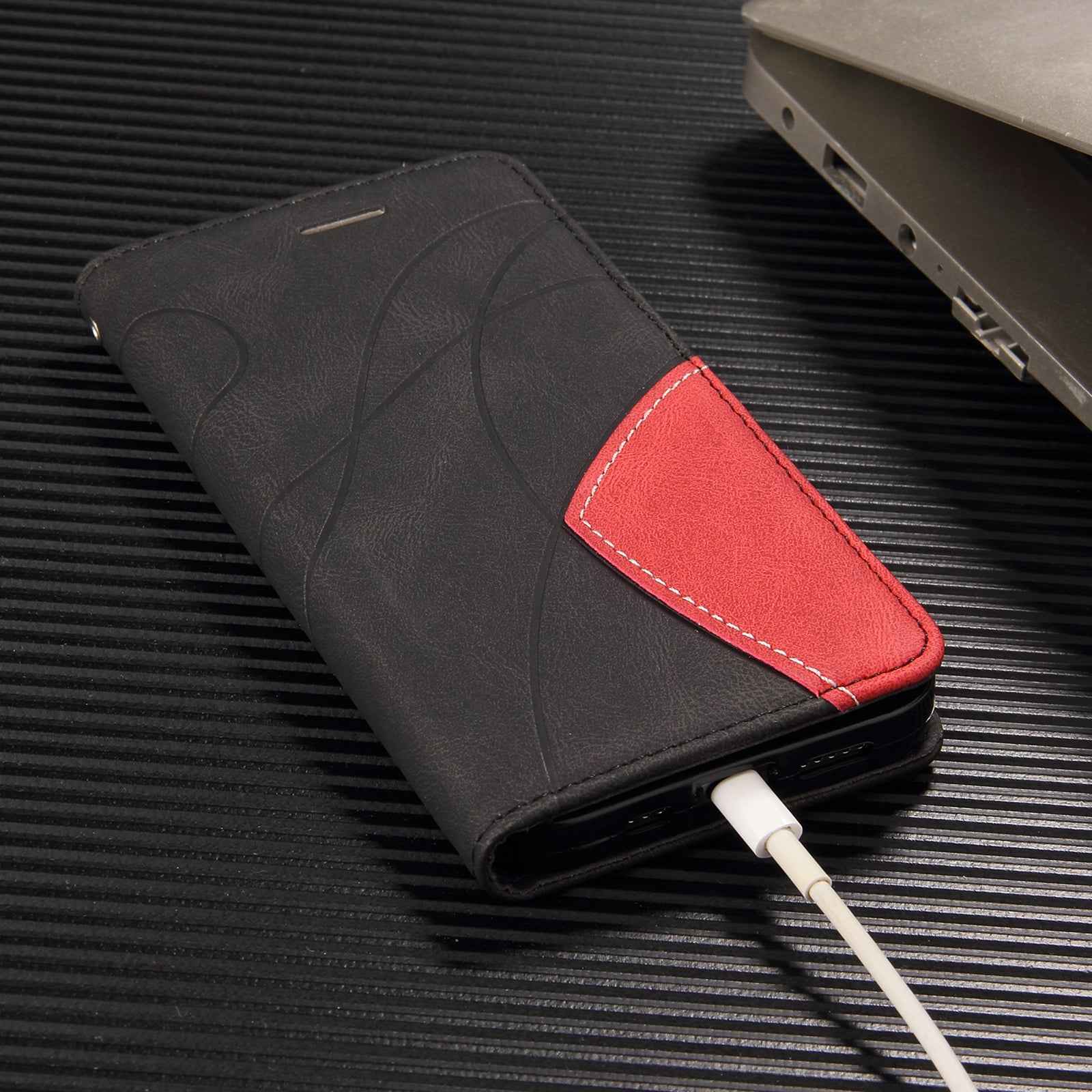 For Xiaomi 17 Pro Leather Phone Case Stand Wallet with Bi-colour Splicing Design - Black