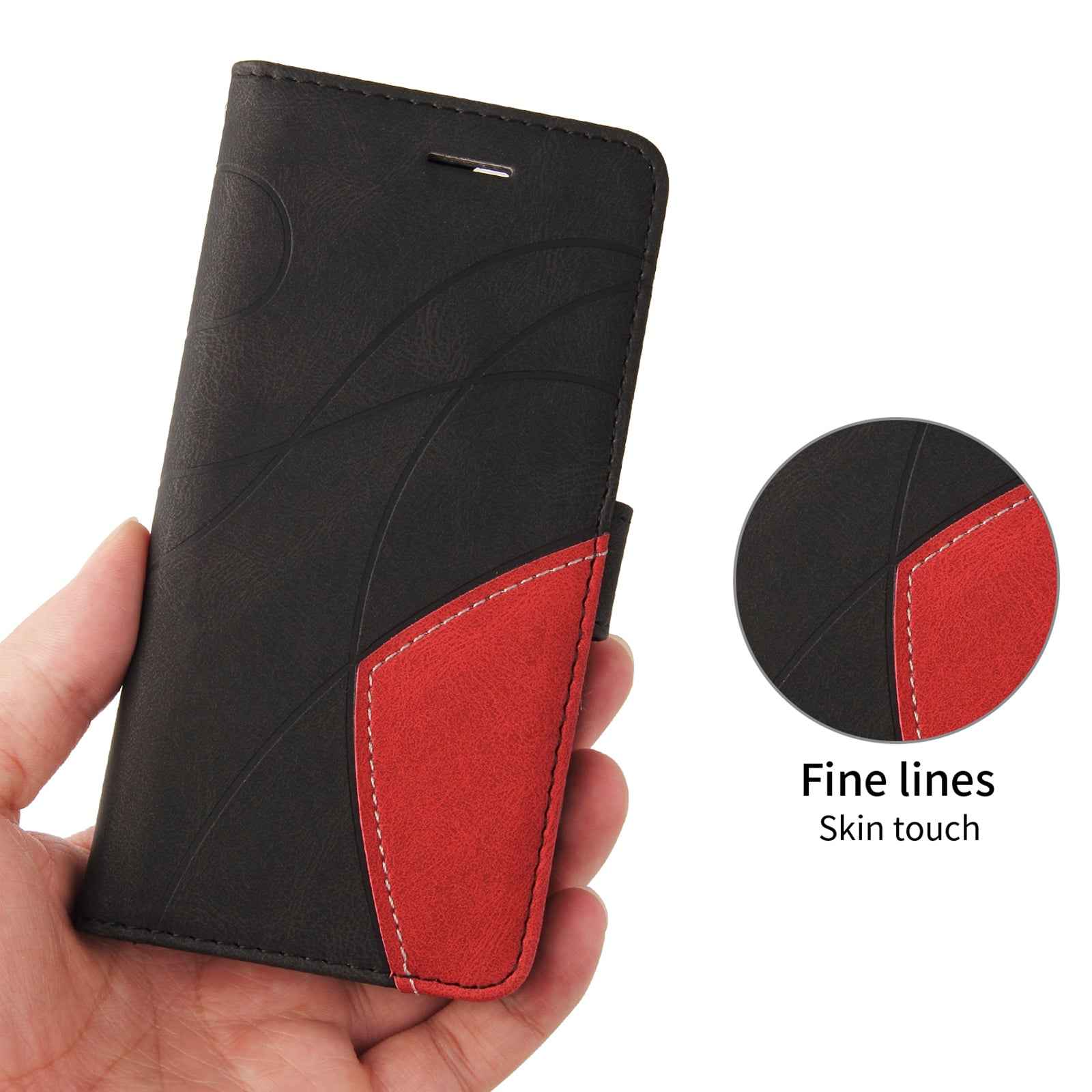 For Xiaomi 17 Pro Leather Phone Case Stand Wallet with Bi-colour Splicing Design - Black