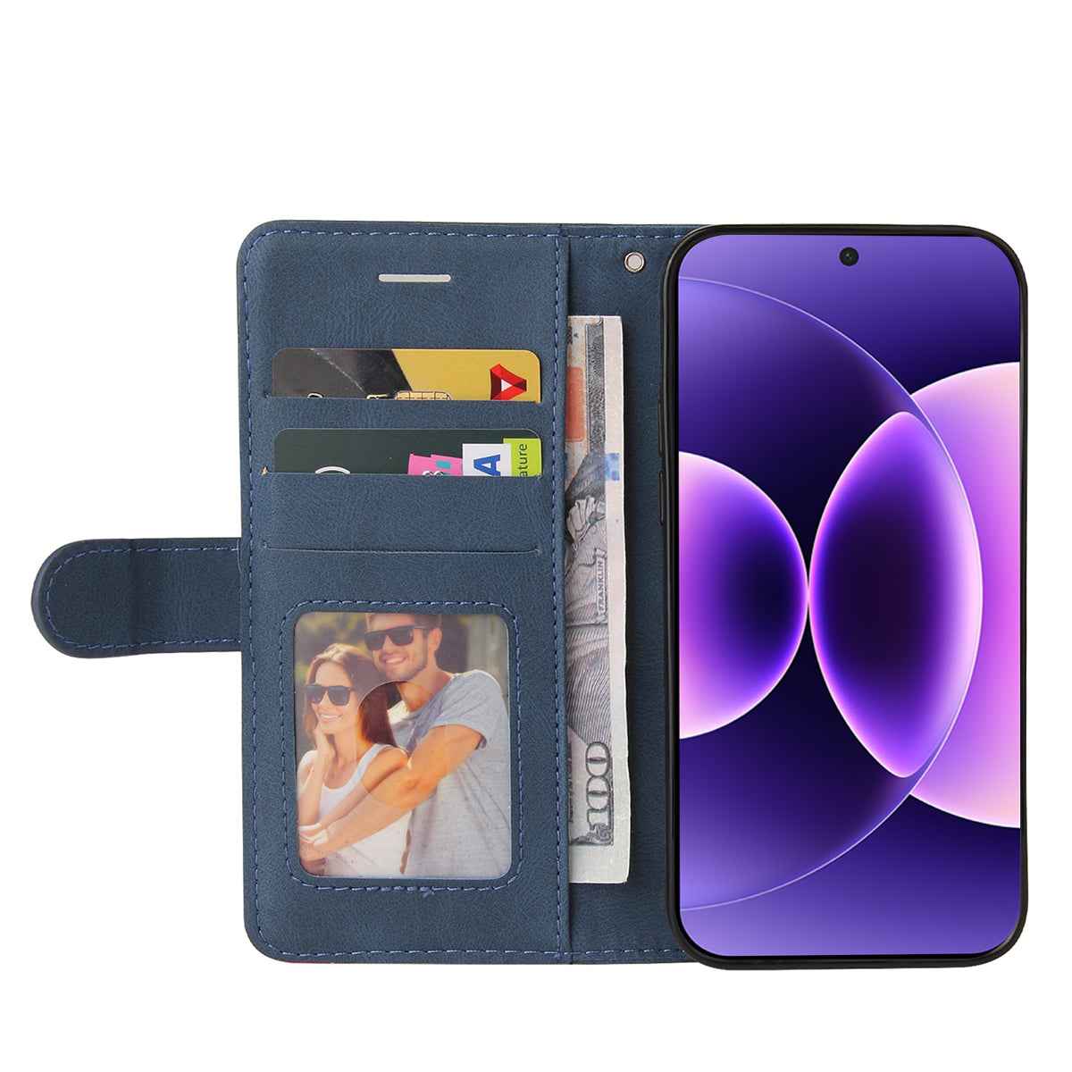 For Xiaomi 17 Pro Leather Phone Case Stand Wallet with Bi-colour Splicing Design - Blue