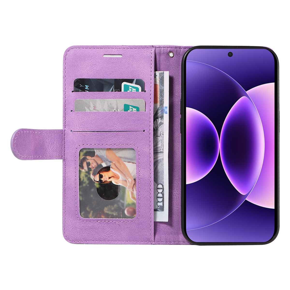 For Xiaomi 17 Pro Leather Phone Case Stand Wallet with Bi-colour Splicing Design - Purple