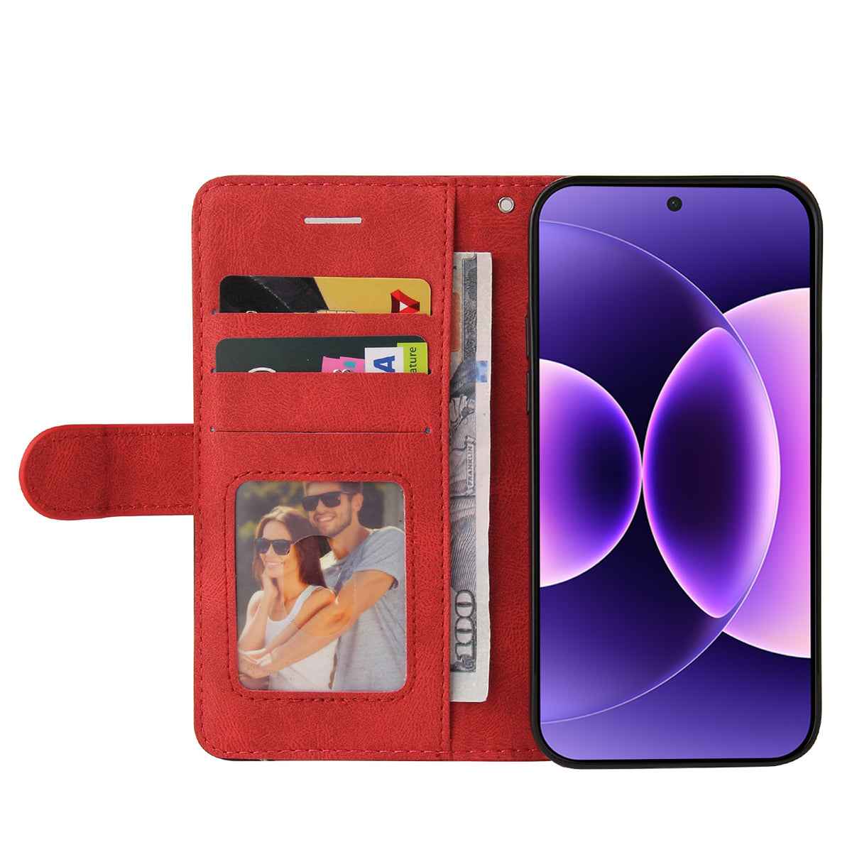 For Xiaomi 17 Pro Leather Phone Case Stand Wallet with Bi-colour Splicing Design - Red