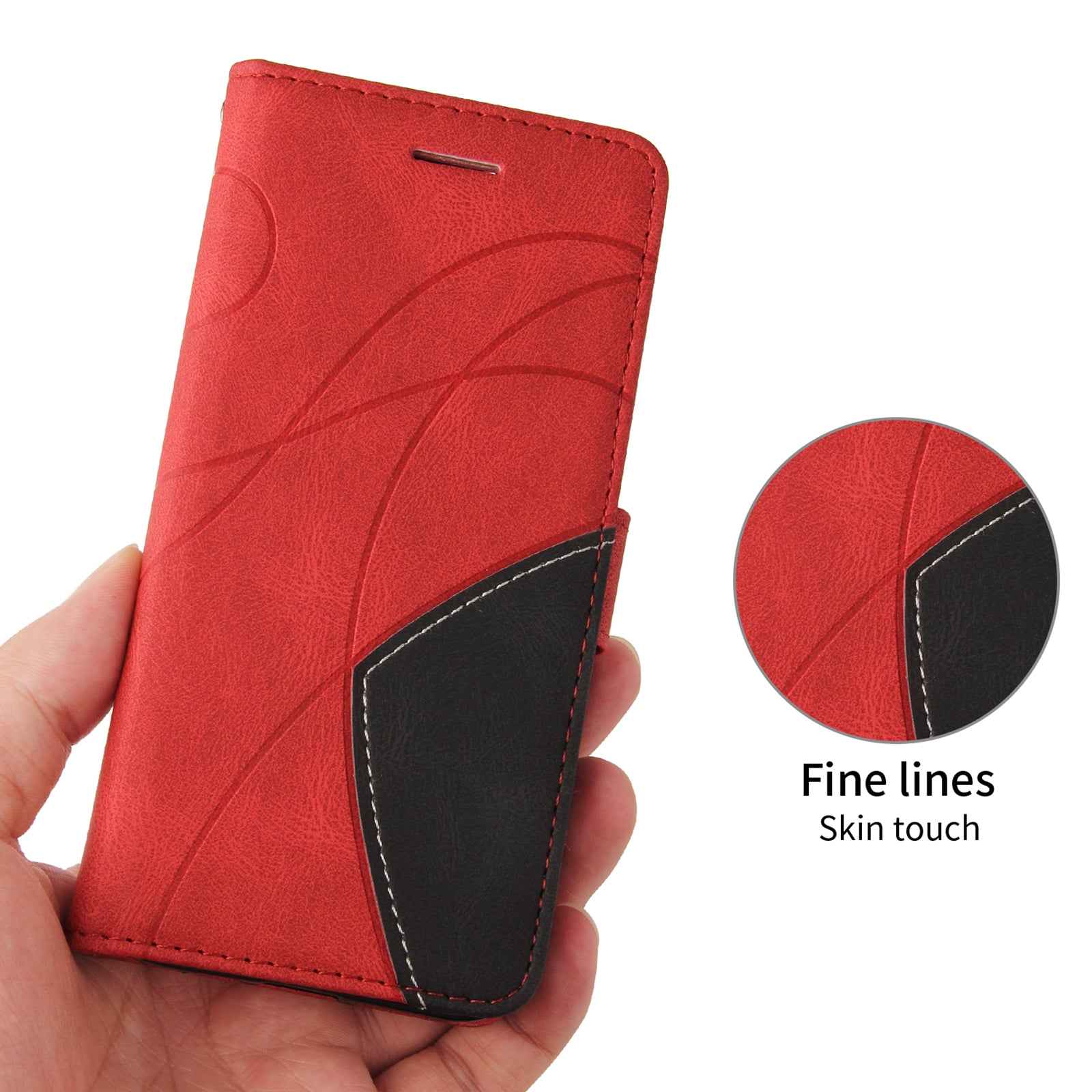 For Xiaomi 17 Pro Leather Phone Case Stand Wallet with Bi-colour Splicing Design - Red