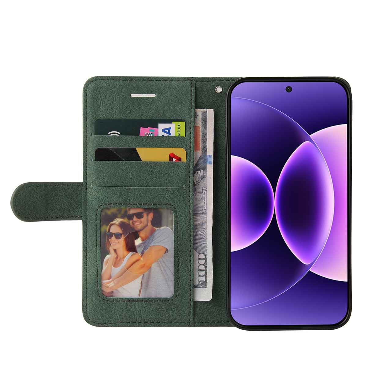 For Xiaomi 17 Pro Leather Phone Case Stand Wallet with Bi-colour Splicing Design - Green