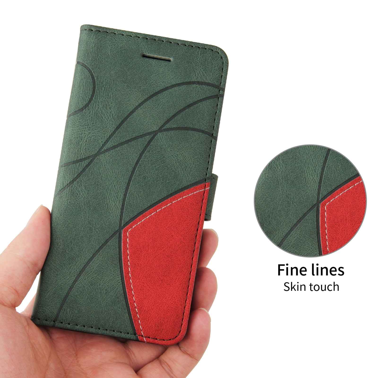 For Xiaomi 17 Pro Leather Phone Case Stand Wallet with Bi-colour Splicing Design - Green
