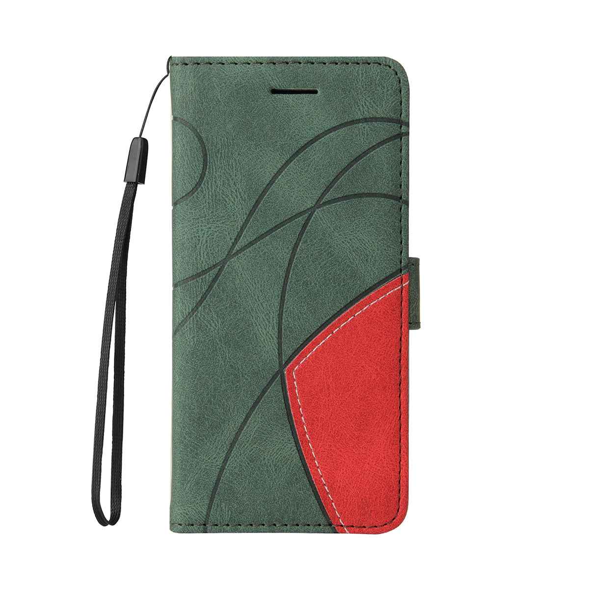 For Xiaomi 17 Pro Leather Phone Case Stand Wallet with Bi-colour Splicing Design - Green
