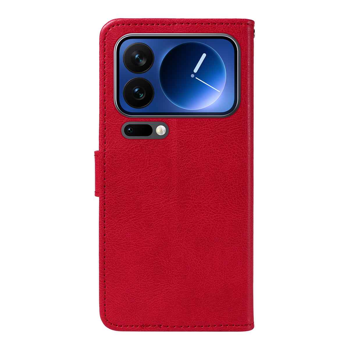 For Xiaomi 17 Pro Leather Wallet Case with Strap Solid Color Phone Stand Cover - Red