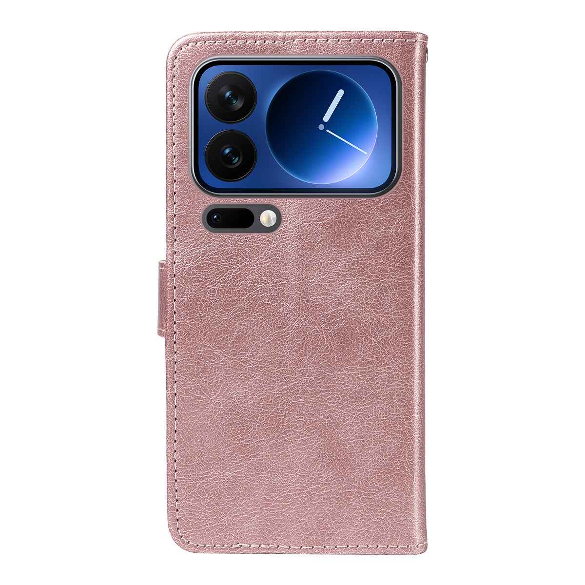 For Xiaomi 17 Pro Leather Wallet Case with Strap Solid Color Phone Stand Cover - Rose Gold