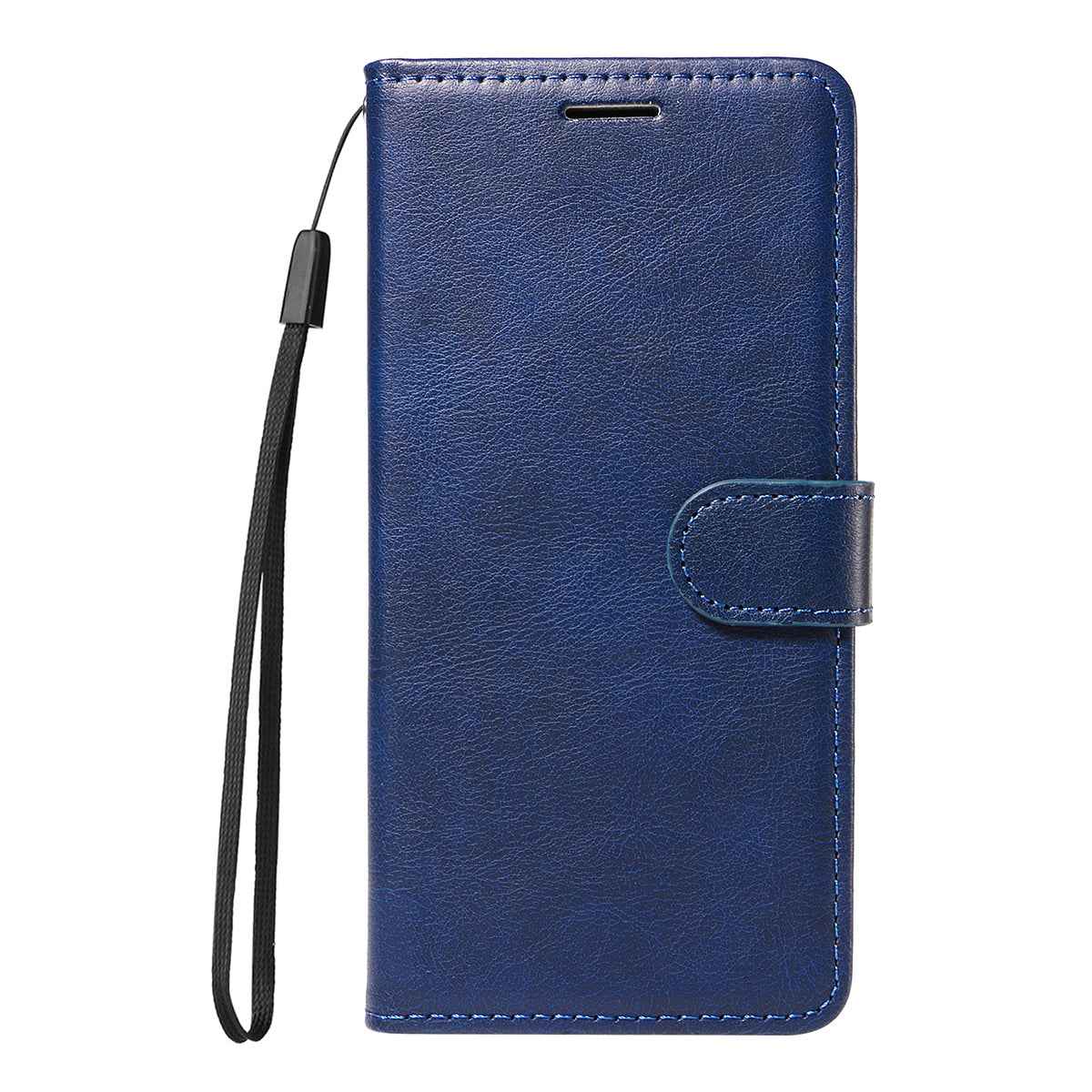 For Xiaomi 17 Pro Leather Wallet Case with Strap Solid Color Phone Stand Cover - Blue