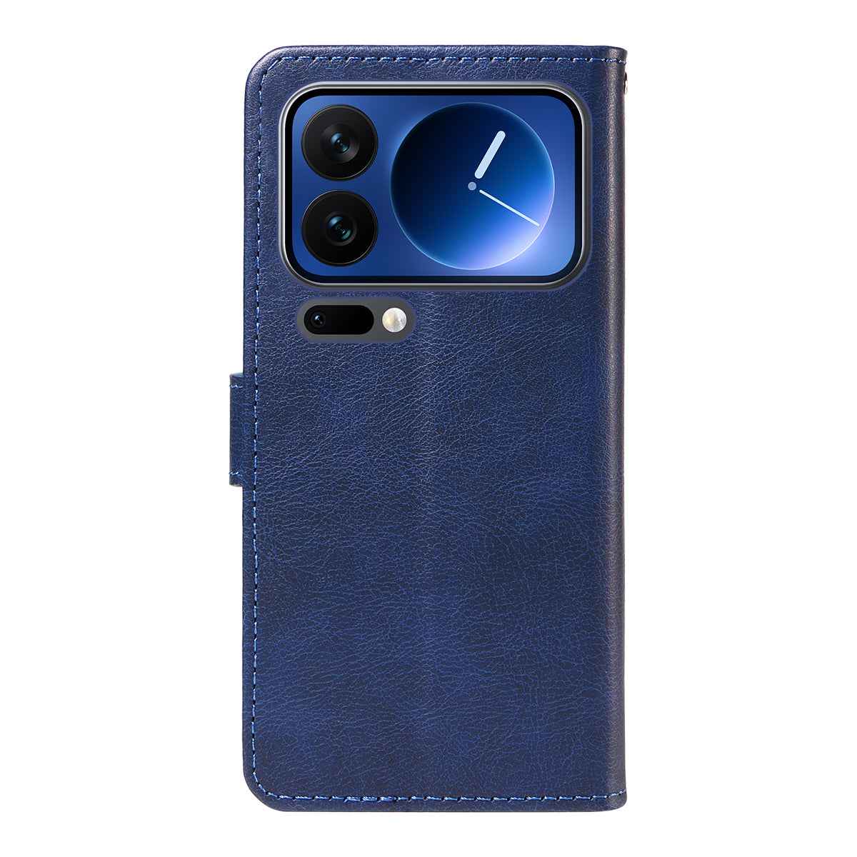 For Xiaomi 17 Pro Leather Wallet Case with Strap Solid Color Phone Stand Cover - Blue