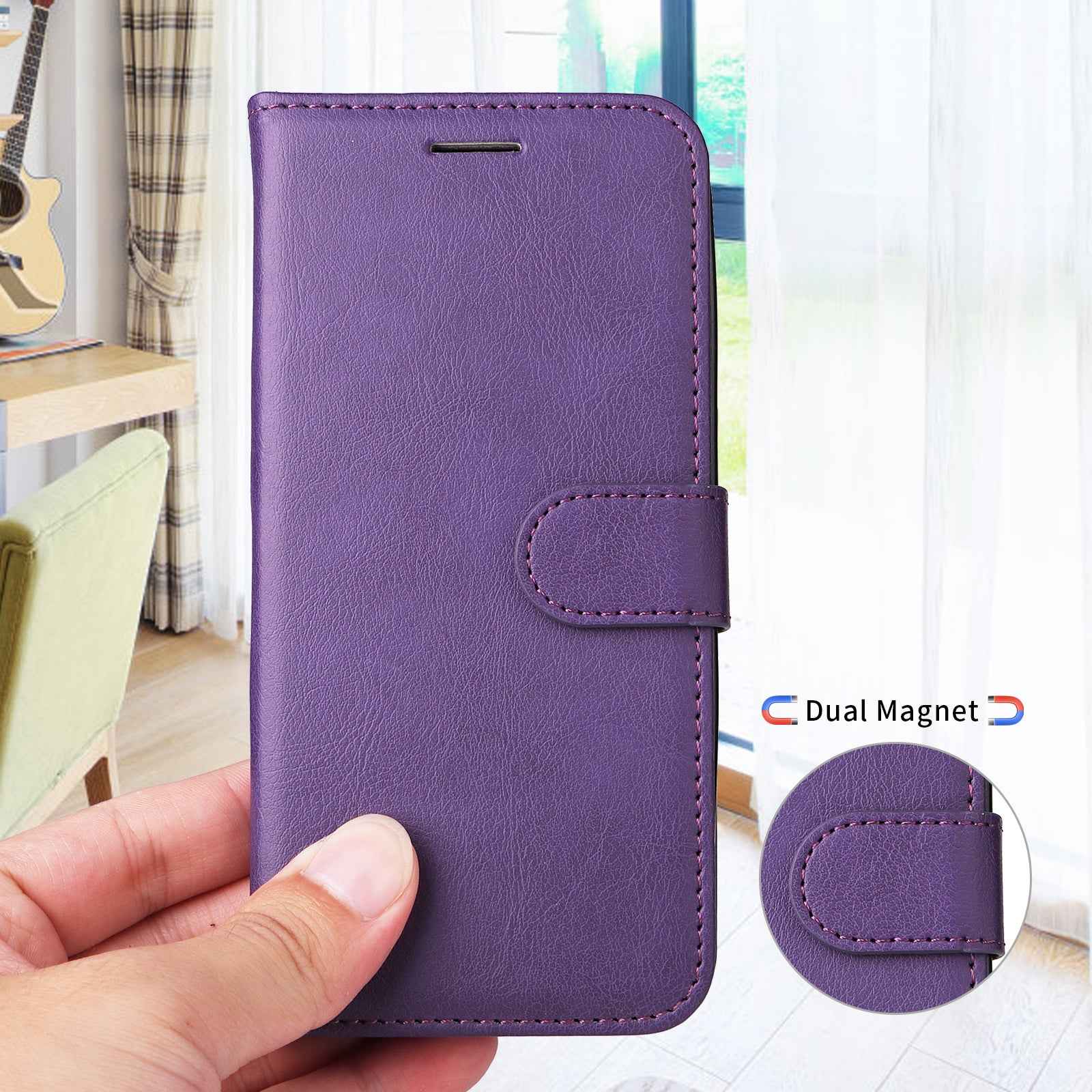 For Xiaomi 17 Pro Leather Wallet Case with Strap Solid Color Phone Stand Cover - Purple