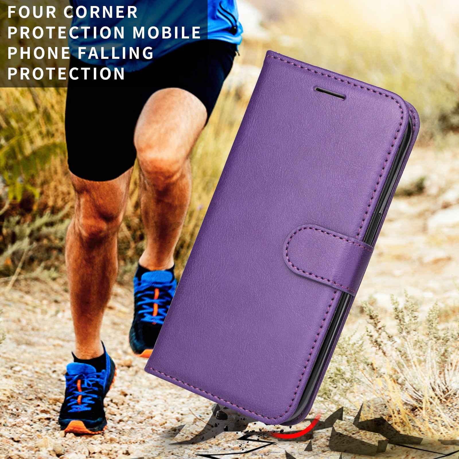 For Xiaomi 17 Pro Leather Wallet Case with Strap Solid Color Phone Stand Cover - Purple