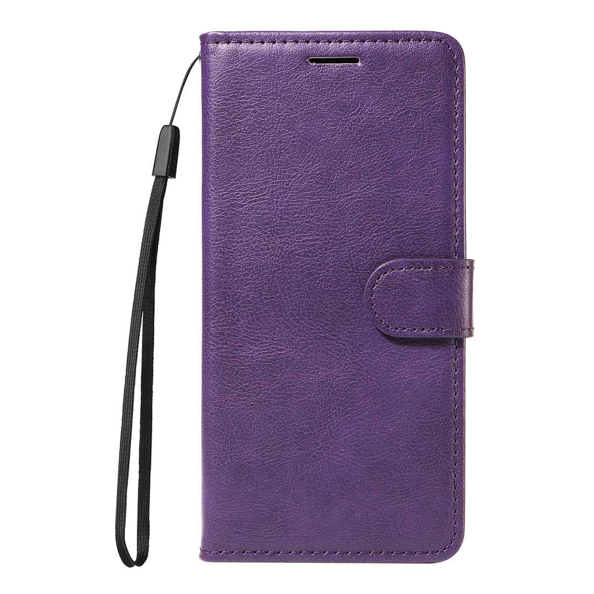 For Xiaomi 17 Pro Leather Wallet Case with Strap Solid Color Phone Stand Cover - Purple