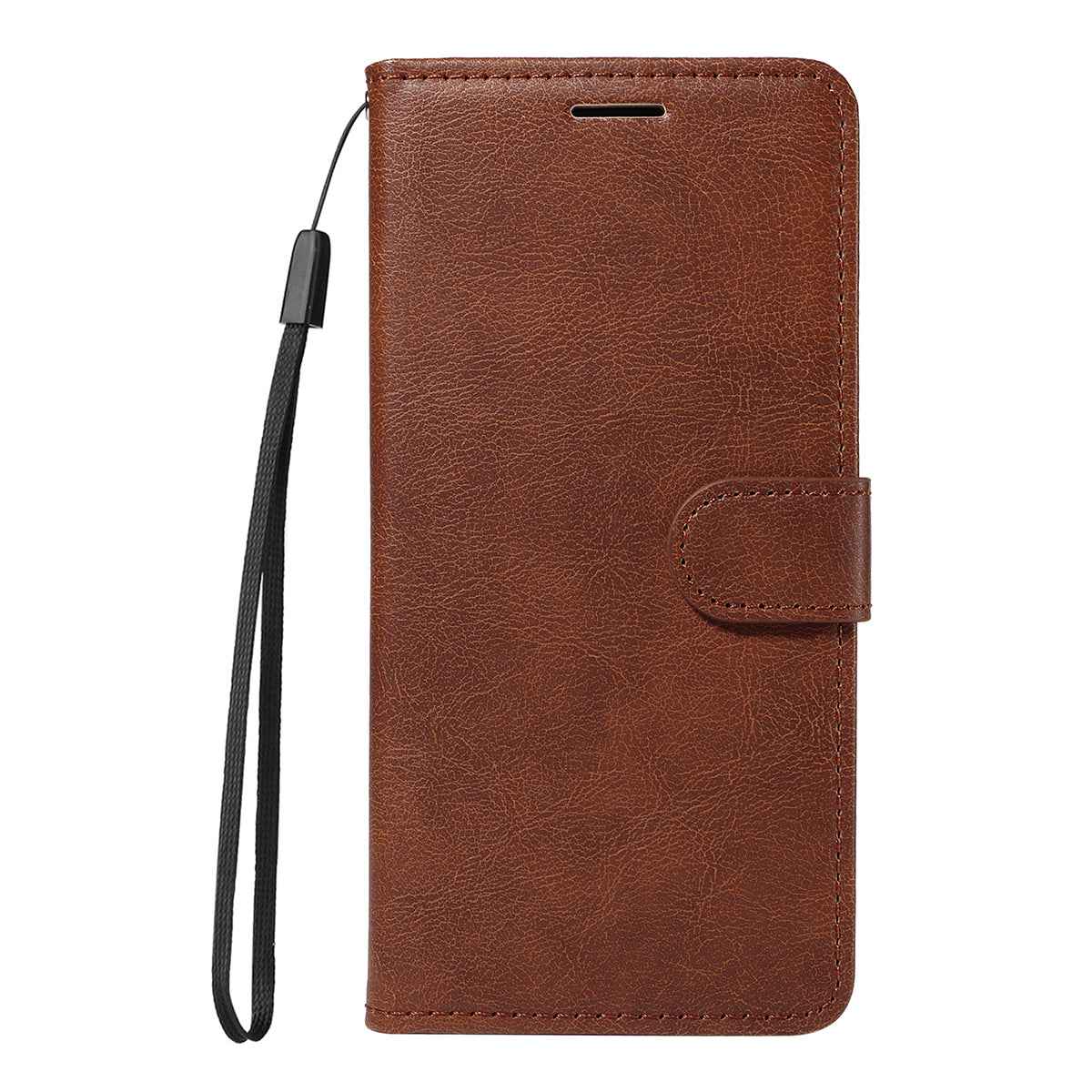For Xiaomi 17 Pro Leather Wallet Case with Strap Solid Color Phone Stand Cover - Brown