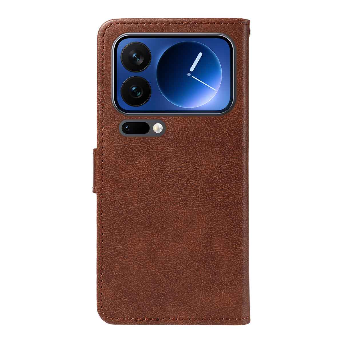 For Xiaomi 17 Pro Leather Wallet Case with Strap Solid Color Phone Stand Cover - Brown