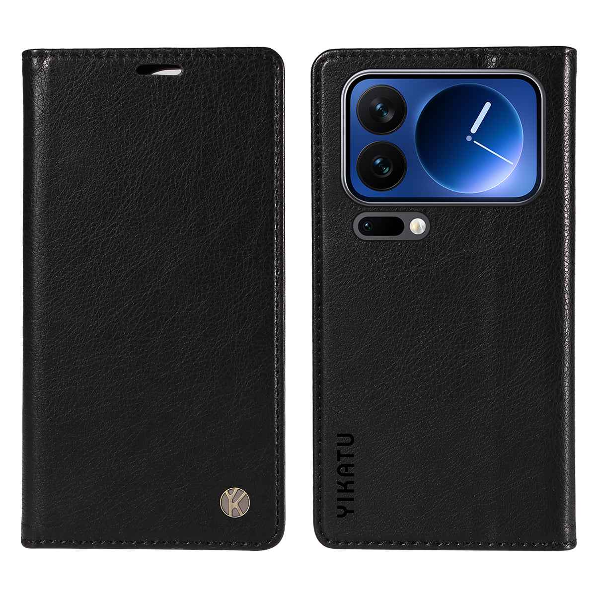 For Xiaomi 17 Pro Wallet Case YIKATU YK-006 Magnetic Closure Leather Phone Cover Litchi Texture - Black