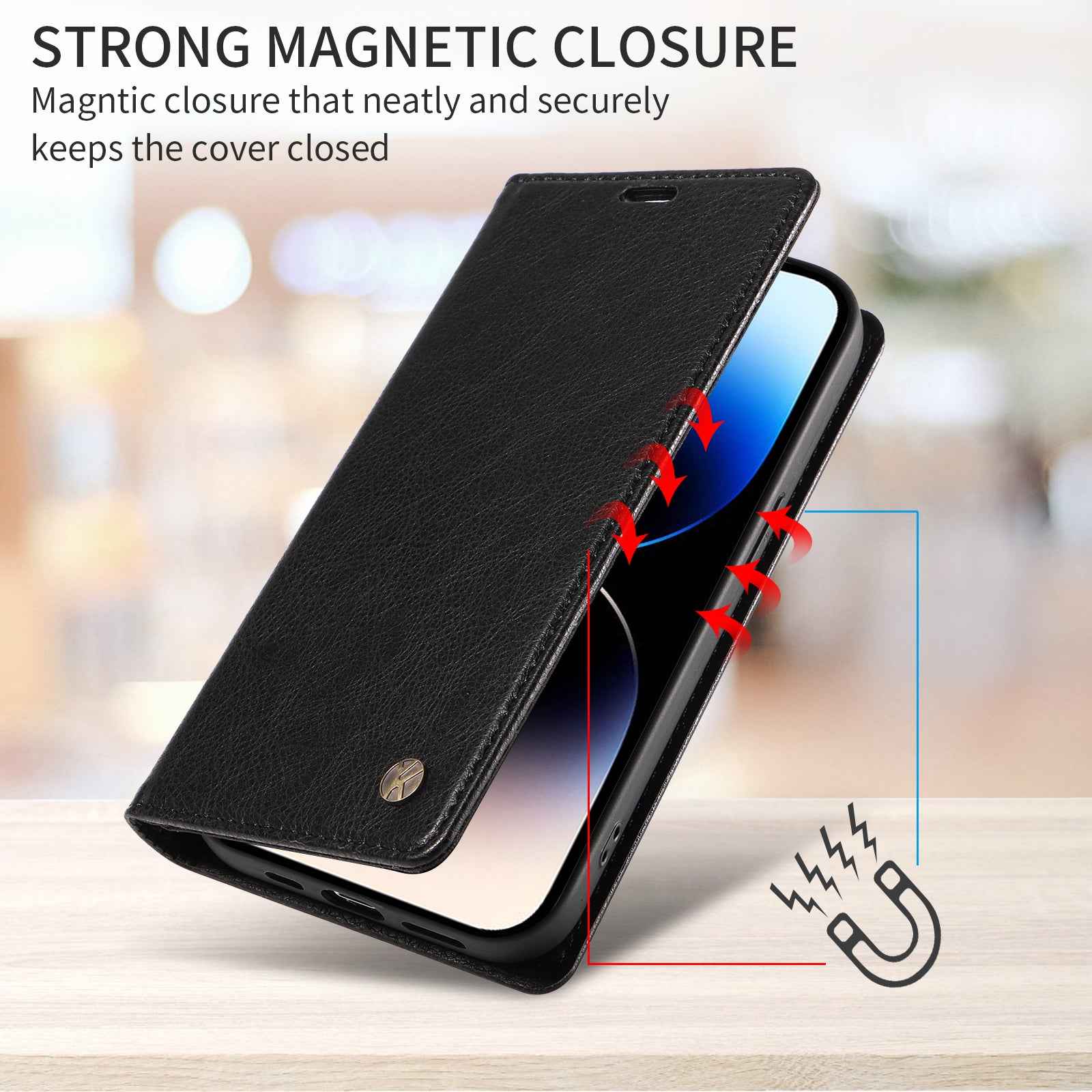For Xiaomi 17 Pro Wallet Case YIKATU YK-006 Magnetic Closure Leather Phone Cover Litchi Texture - Black
