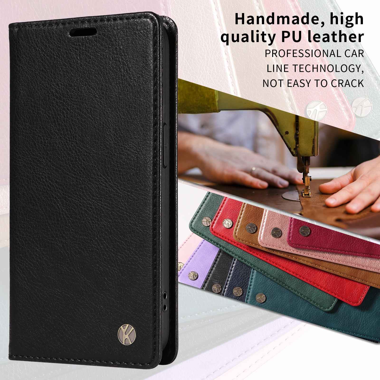 For Xiaomi 17 Pro Wallet Case YIKATU YK-006 Magnetic Closure Leather Phone Cover Litchi Texture - Black