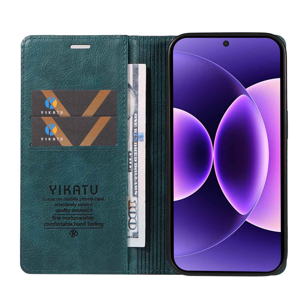 For Xiaomi 17 Pro Wallet Case YIKATU YK-006 Magnetic Closure Leather Phone Cover Litchi Texture - Blue