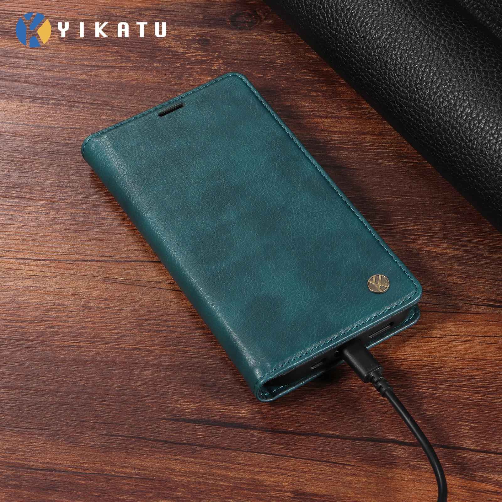 For Xiaomi 17 Pro Wallet Case YIKATU YK-006 Magnetic Closure Leather Phone Cover Litchi Texture - Blue
