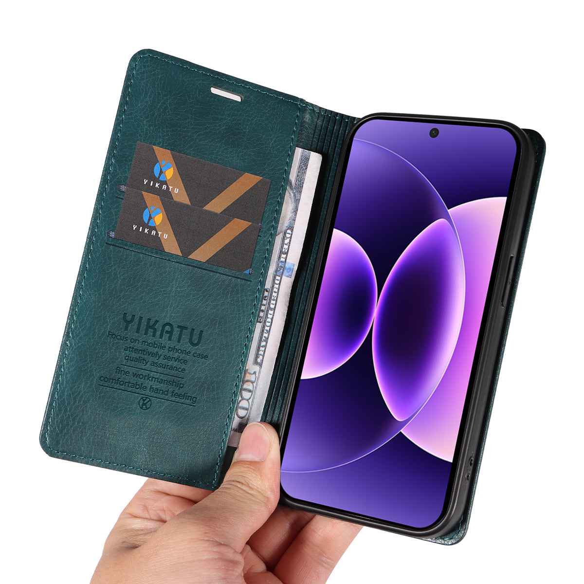 For Xiaomi 17 Pro Wallet Case YIKATU YK-006 Magnetic Closure Leather Phone Cover Litchi Texture - Blue