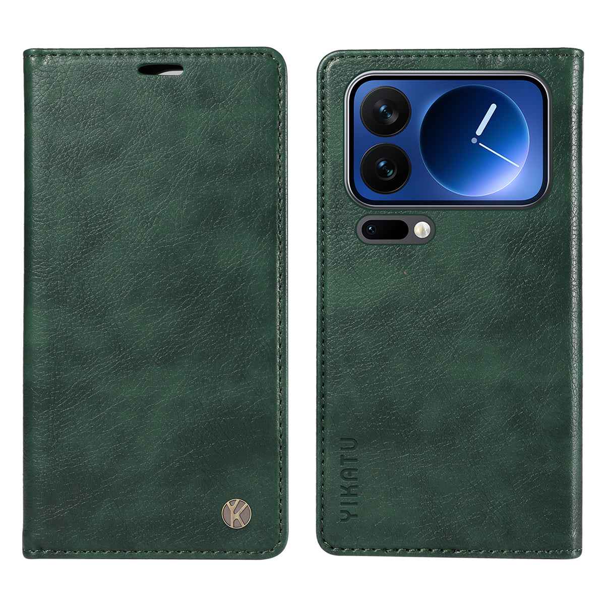 For Xiaomi 17 Pro Wallet Case YIKATU YK-006 Magnetic Closure Leather Phone Cover Litchi Texture -  Green