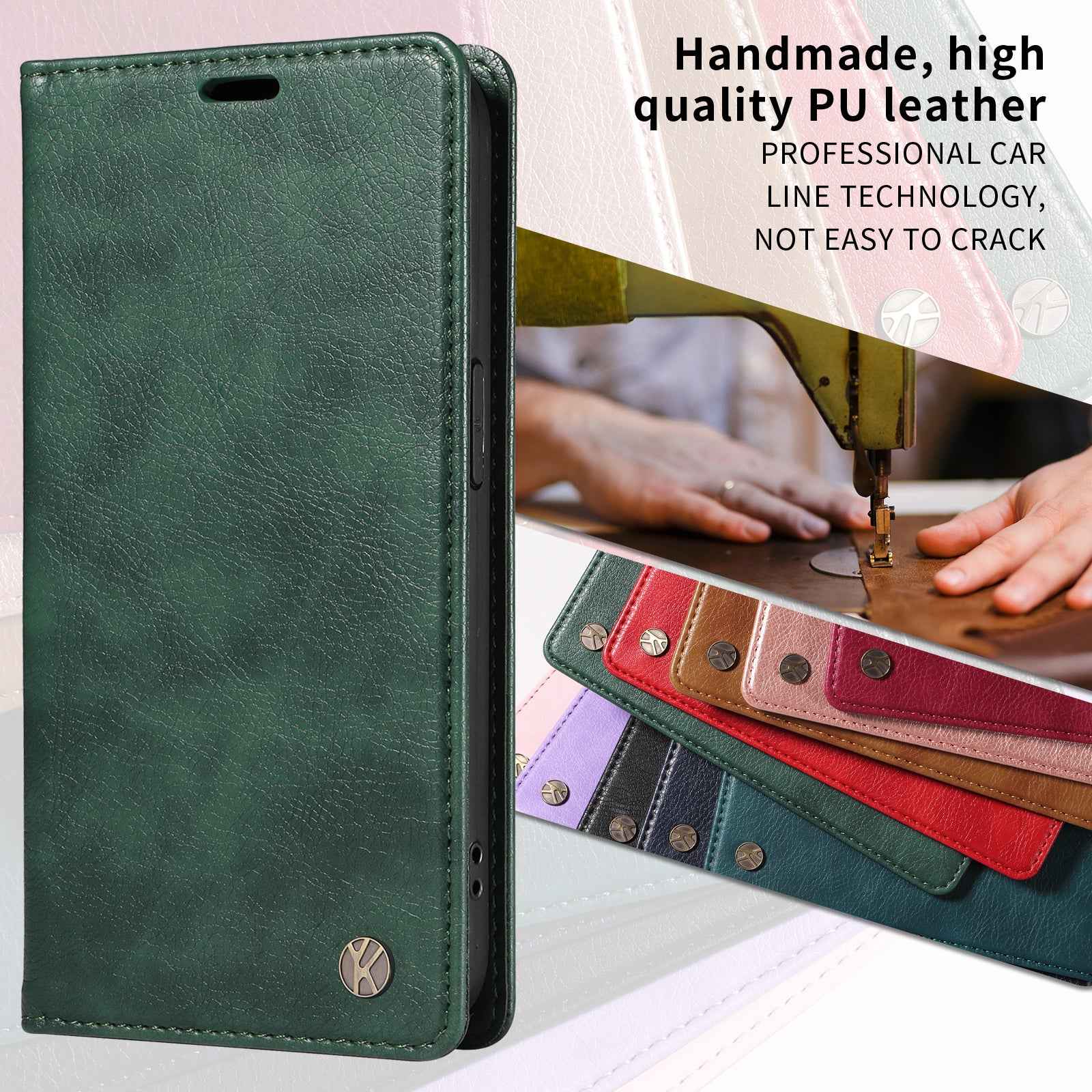 For Xiaomi 17 Pro Wallet Case YIKATU YK-006 Magnetic Closure Leather Phone Cover Litchi Texture -  Green
