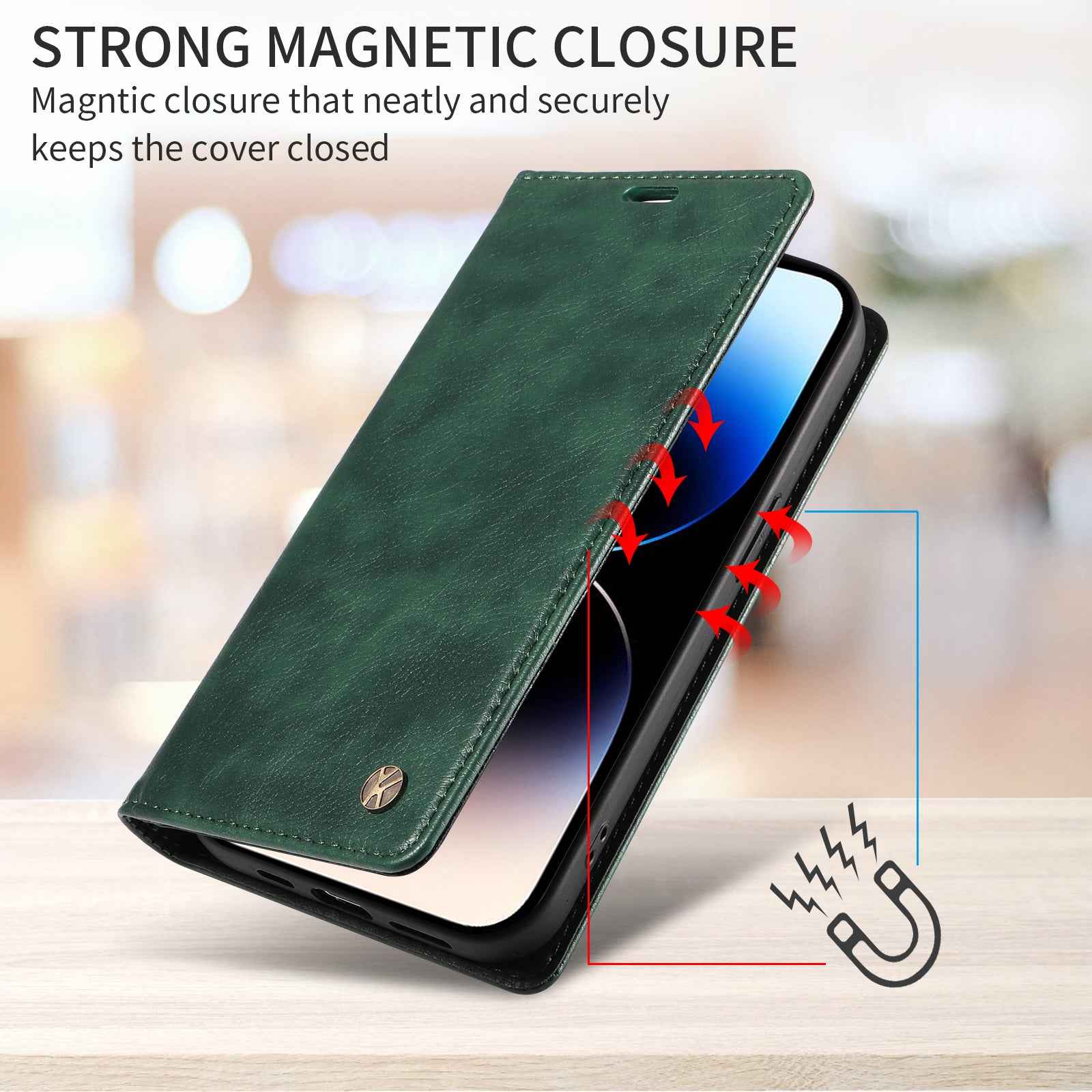 For Xiaomi 17 Pro Wallet Case YIKATU YK-006 Magnetic Closure Leather Phone Cover Litchi Texture -  Green
