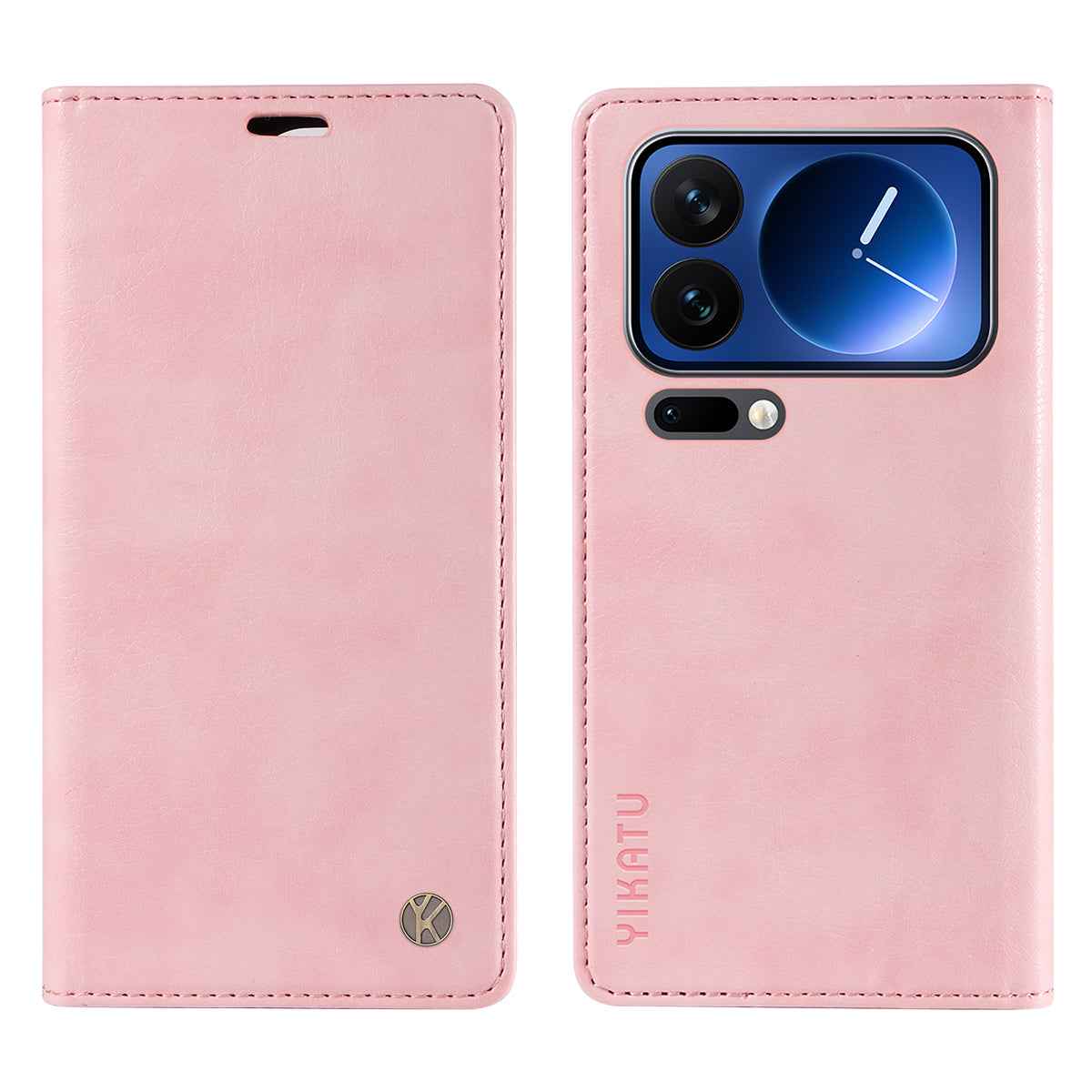 For Xiaomi 17 Pro Wallet Case YIKATU YK-006 Magnetic Closure Leather Phone Cover Litchi Texture - Pink