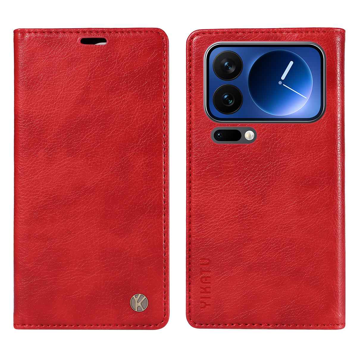 For Xiaomi 17 Pro Wallet Case YIKATU YK-006 Magnetic Closure Leather Phone Cover Litchi Texture - Red