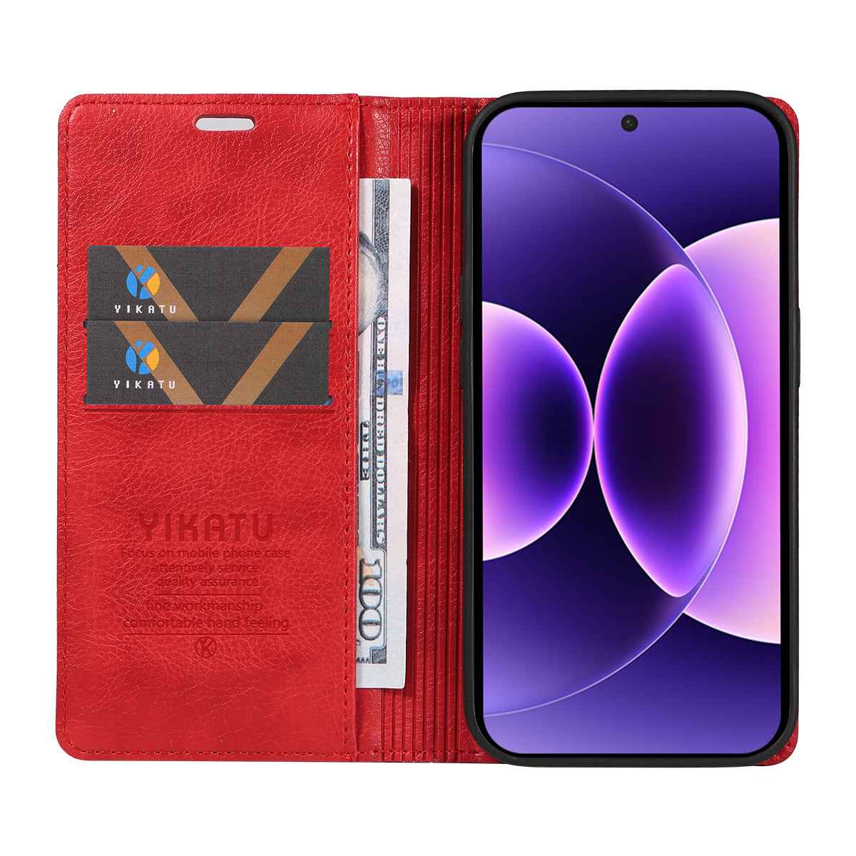 For Xiaomi 17 Pro Wallet Case YIKATU YK-006 Magnetic Closure Leather Phone Cover Litchi Texture - Red