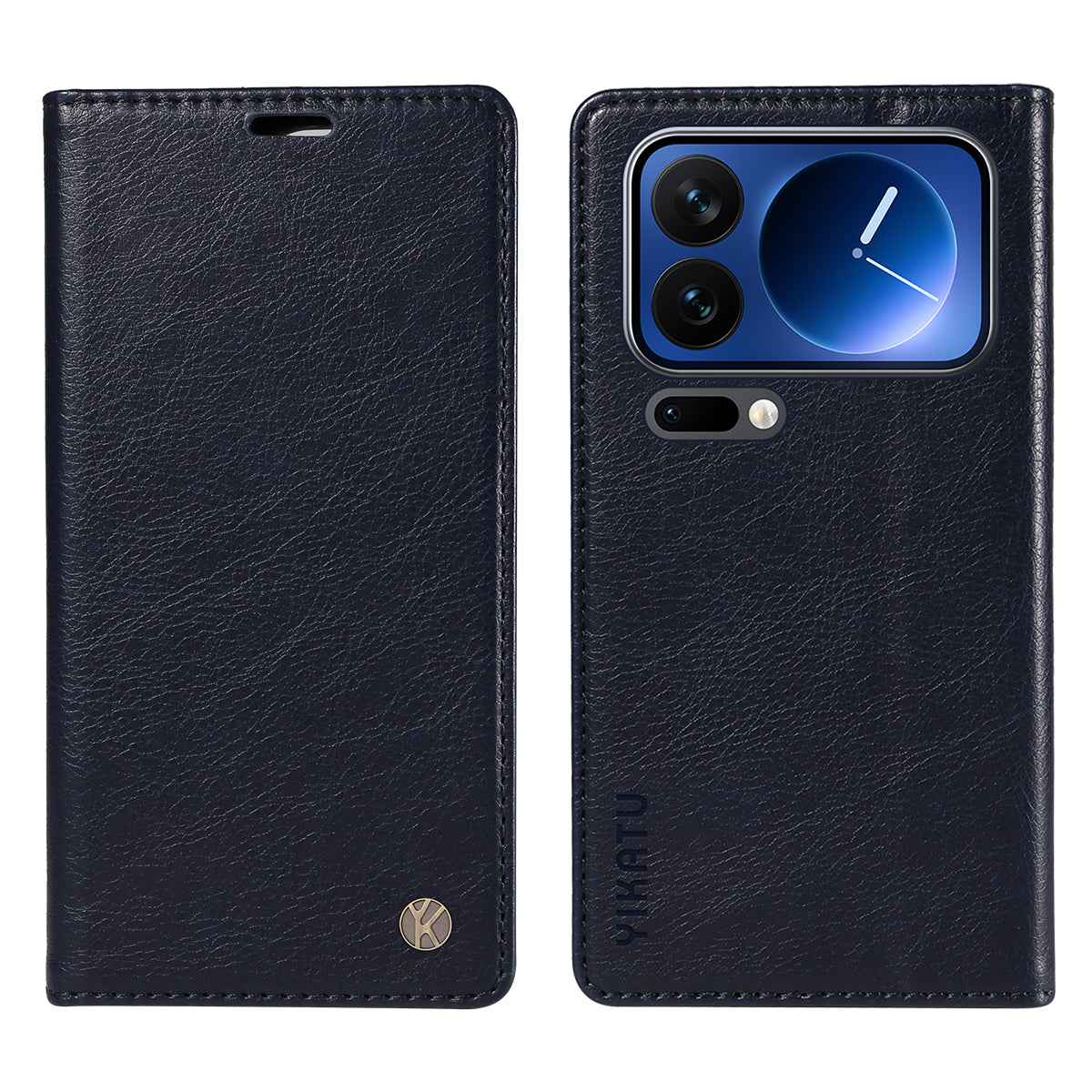 For Xiaomi 17 Pro Wallet Case YIKATU YK-006 Magnetic Closure Leather Phone Cover Litchi Texture - Navy Blue