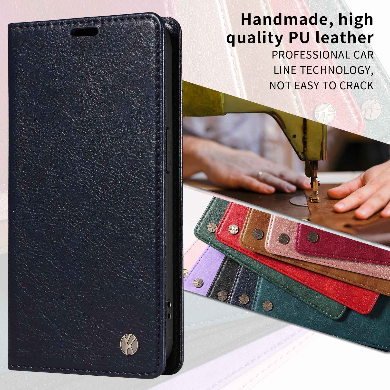 For Xiaomi 17 Pro Wallet Case YIKATU YK-006 Magnetic Closure Leather Phone Cover Litchi Texture - Navy Blue
