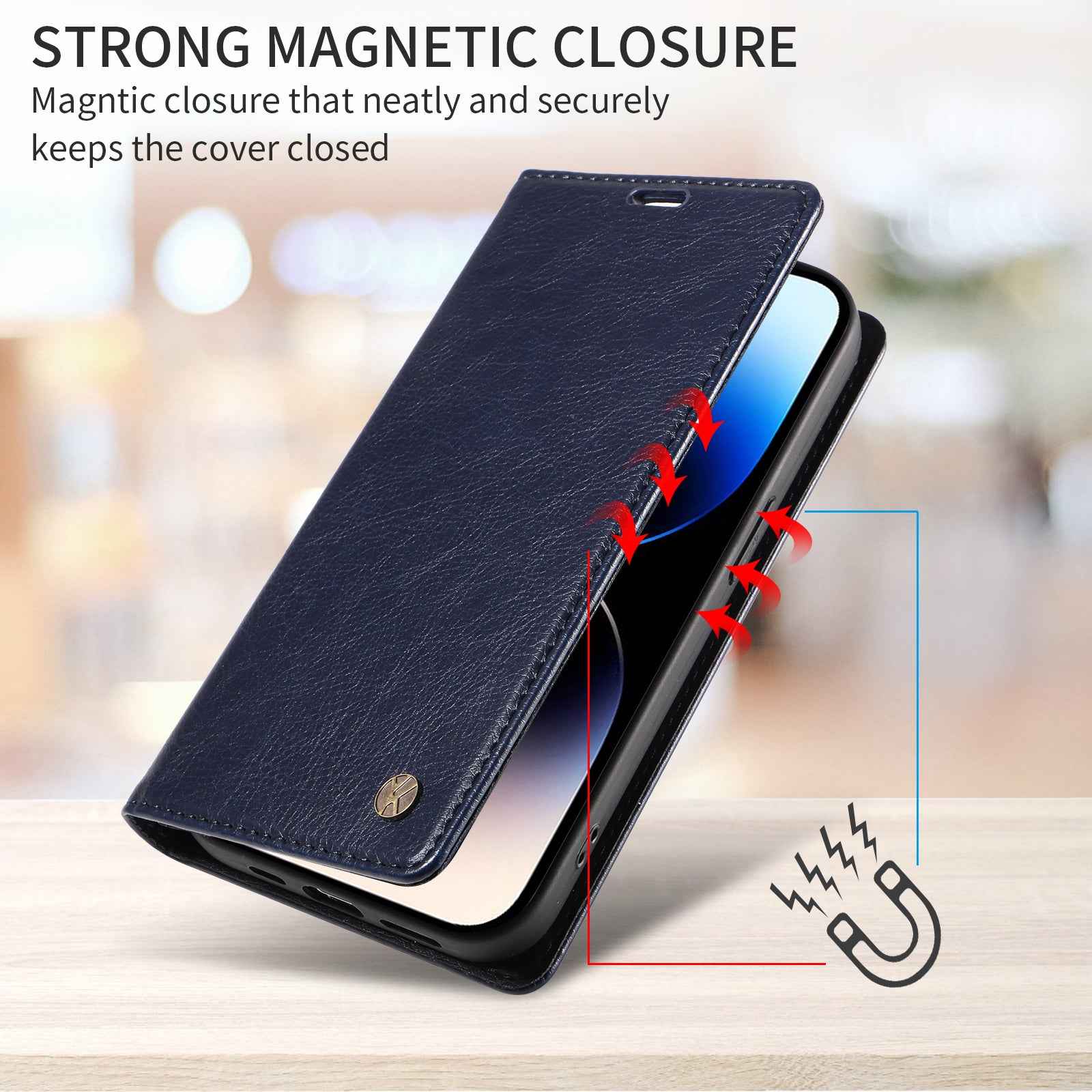 For Xiaomi 17 Pro Wallet Case YIKATU YK-006 Magnetic Closure Leather Phone Cover Litchi Texture - Navy Blue
