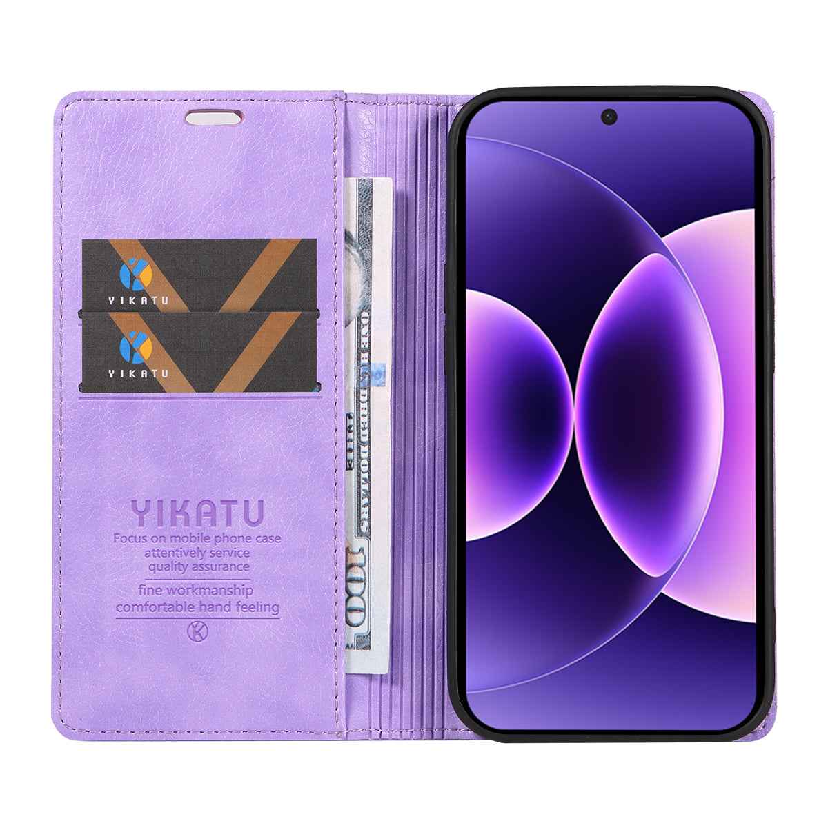 For Xiaomi 17 Pro Wallet Case YIKATU YK-006 Magnetic Closure Leather Phone Cover Litchi Texture - Purple